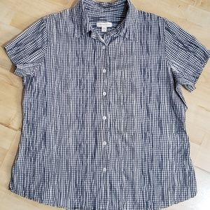Coldwater Creek Crinkled Short Sleeve Collar Shirt